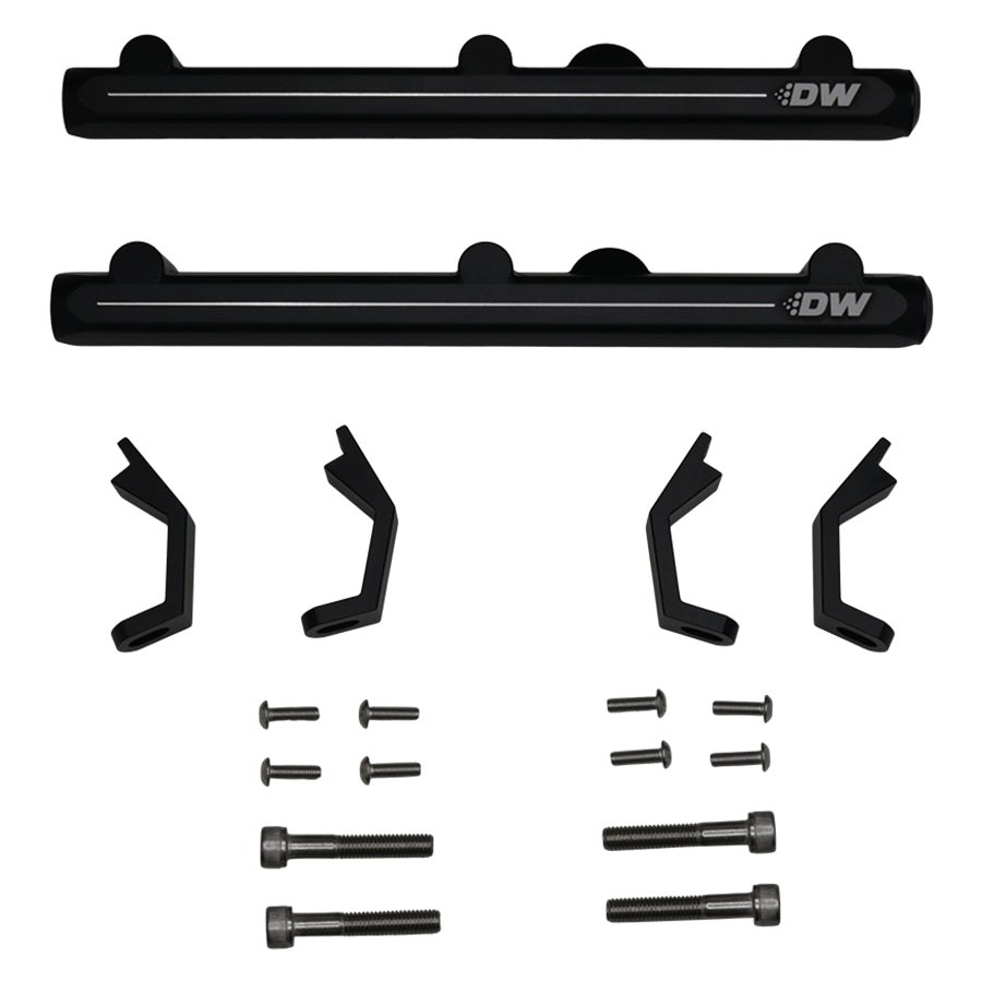 Deatschwerks Fuel Injector Rail, Anodized, Black, Aluminum, Set of 2, With Mounting Hardware – 7-804