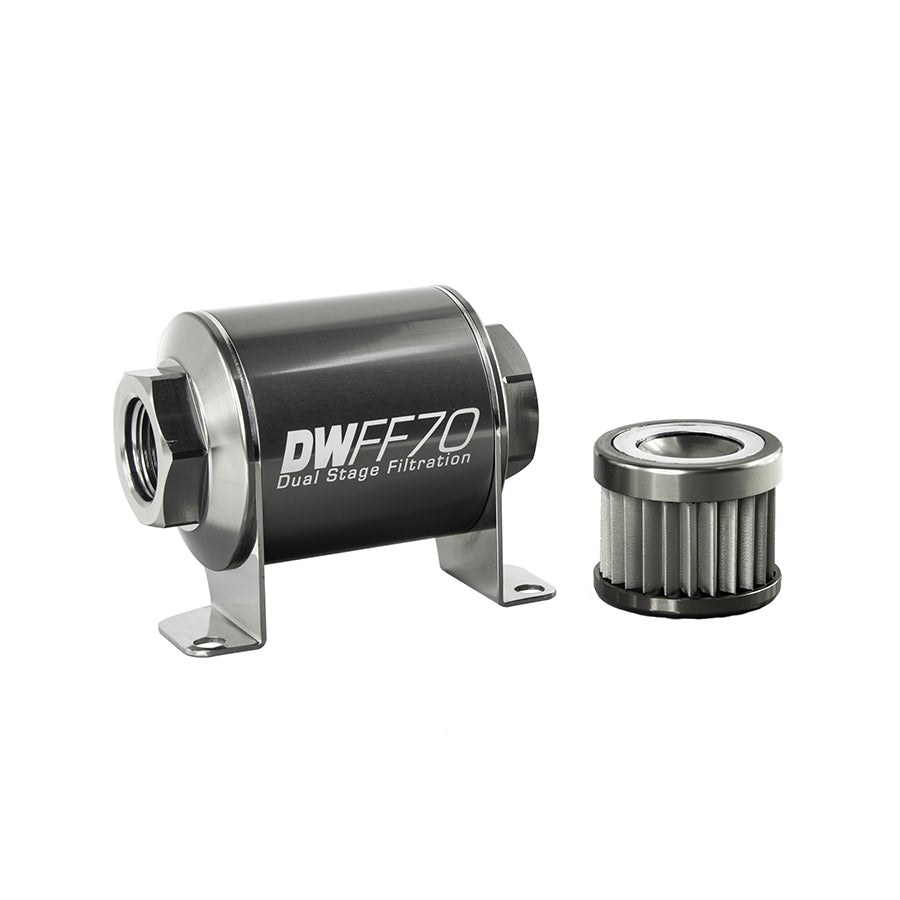 Deatschwerks Fuel Filter, DWFF70 Series, Complete Assembly, IN-Line, Pump Gas/ Race Gas/ Mtbe/ Ethanol/ Methanol and Diesel – 8-03-070-010K