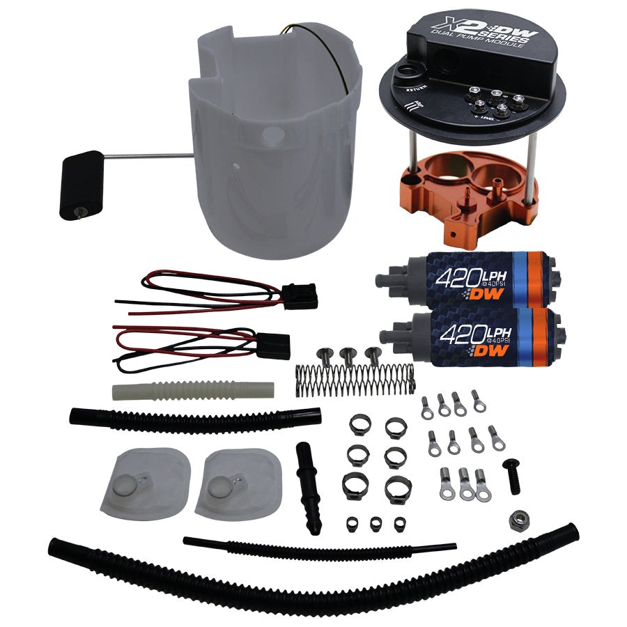 Deatschwerks Fuel Pump Electric, Dw X2 Series, Ethanol Based Fuels, 735 Lph Flow Rate, 36.5 Ampere Draw at 58 PSI, Anodized Aluminum – 9-421-7051