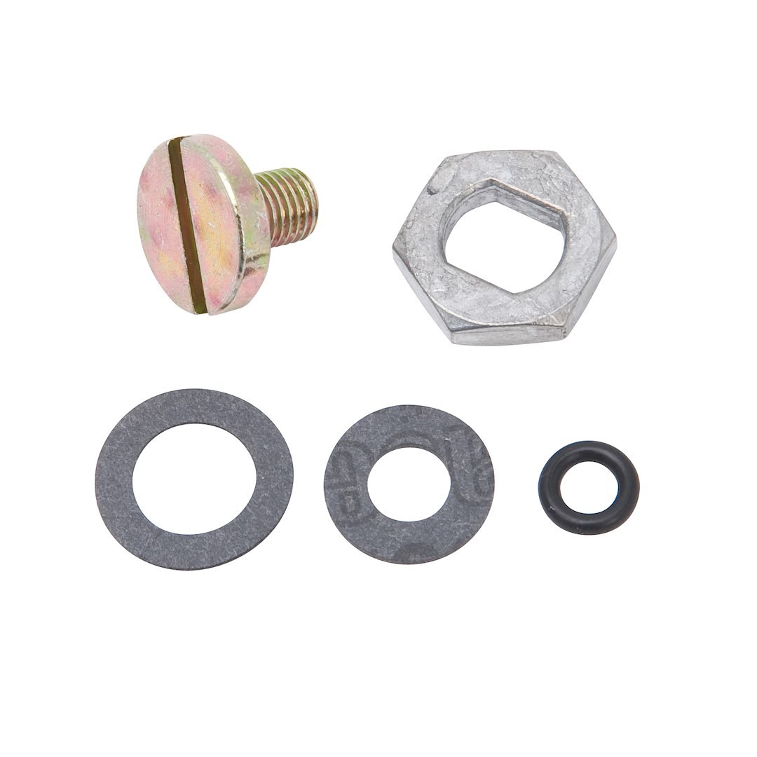 Edelbrock Carburetor Needle and Seat Hardware, For Holley Style Center Hung Fuel Bowls, With One Screw/ One Nut/ Gaskets – 12600