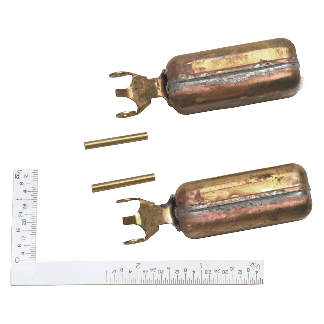 Edelbrock Carburetor Float, Side Hung Float, Brass, Non-Adjustable, With 2 Pins/ 2 Floats/ Float Setting Gauge – 1469