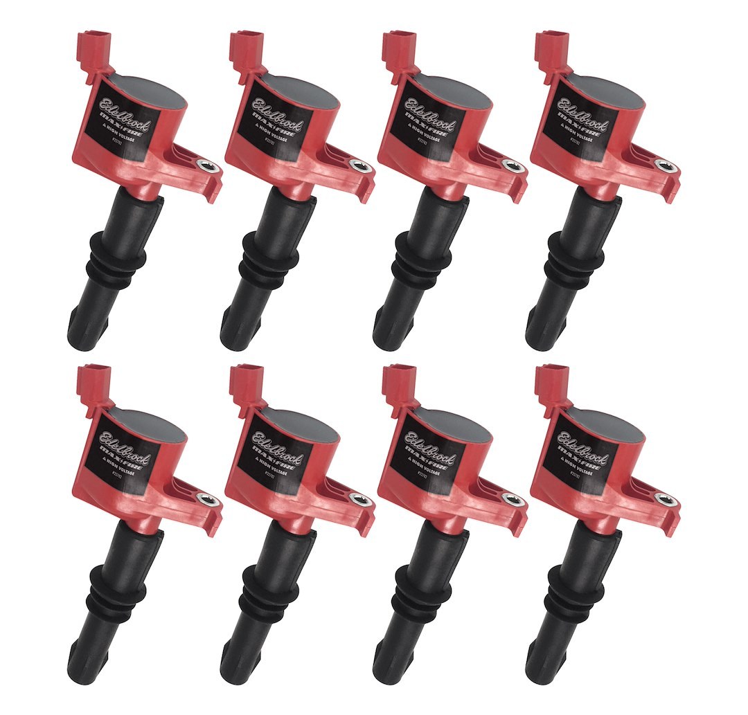 Edelbrock Ignition Coil, Coil on Plug, 28,000 Volts, Black/ Red, Set of 8 – 22783