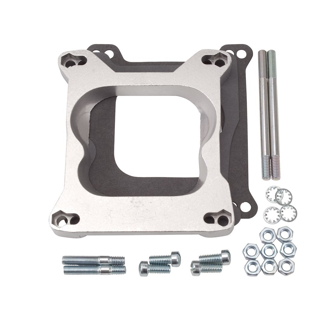 Edelbrock Carburetor Adapter, Mounts 4 Barrel Rochester Quadrajet Carburetors to Square-Bore Single Plane Manifold, 0.750 Inch Thick – 2692