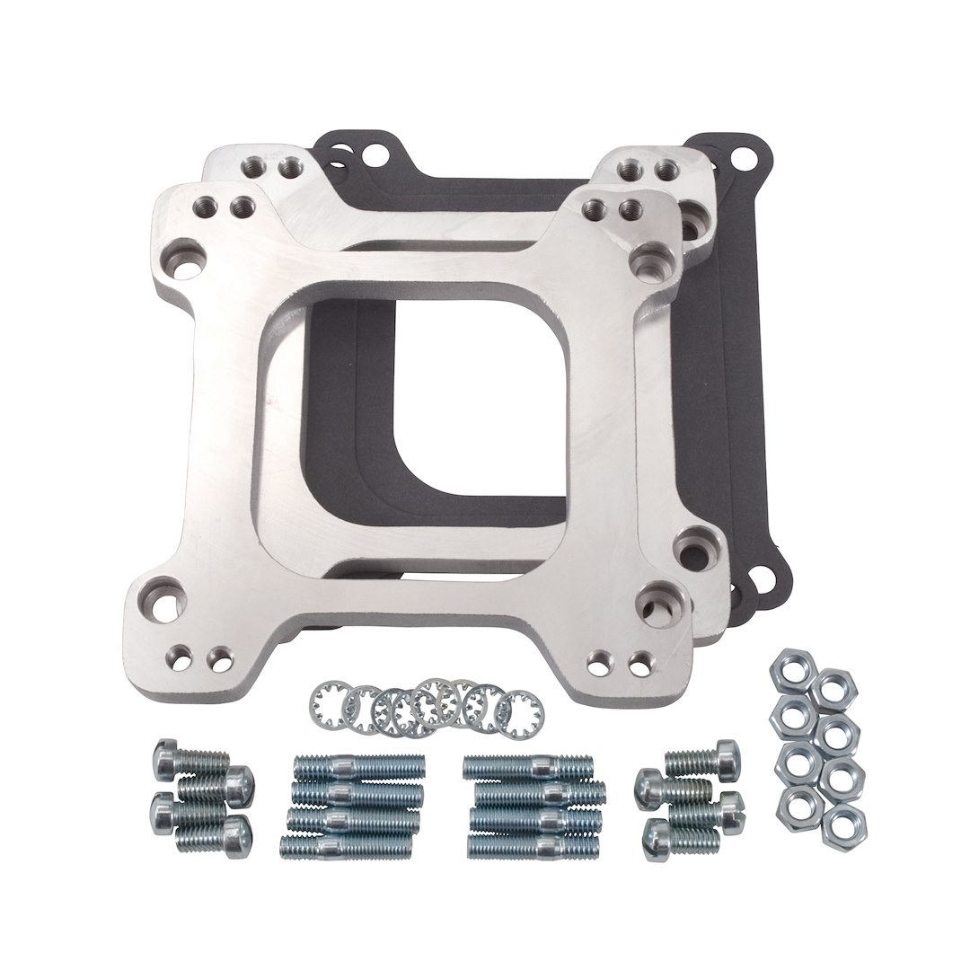 Edelbrock Carburetor Adapter, Mounts Standard-Flange Holley Carburetors Sideways on Tunnel Rams, 0.550 Inch Thick – 2694