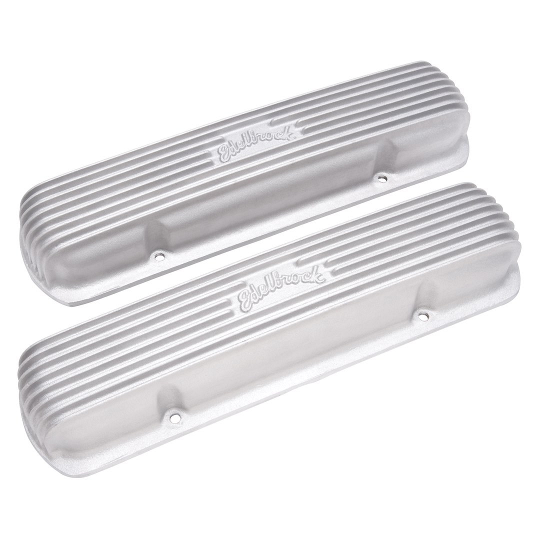 Edelbrock Valve Cover, Classic Series, 3-1/4 Inch Overall Height, Perimeter Bolt, Without Breather Holes, With Baffles – 41309