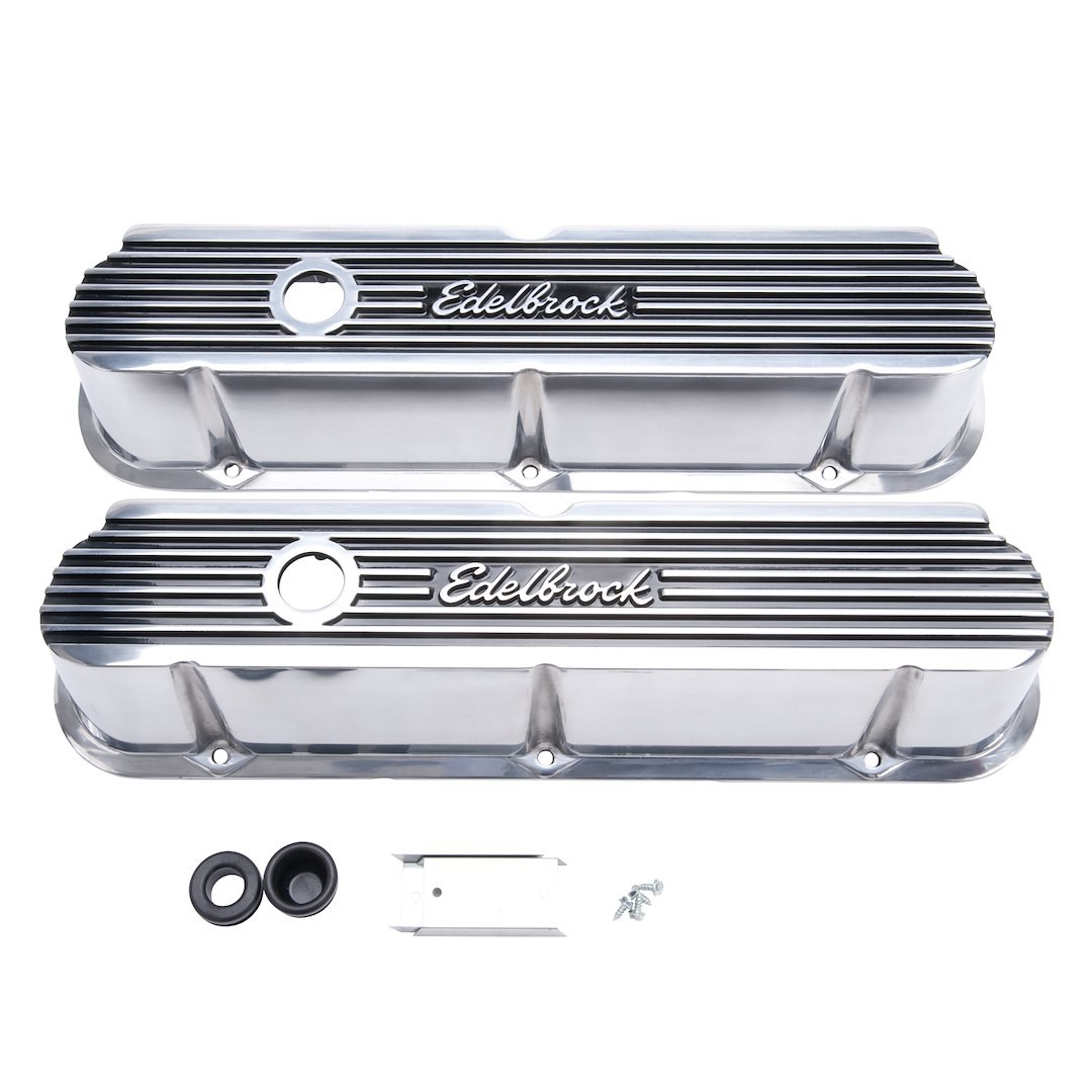 Edelbrock Valve Cover, Elite, Ford Windsor Small Block 4.7L-5.8L/289-351 Cubic Inch, 3-11/16 Inch Tall, Perimeter Bolt, With Oil Fill Hole – 4264