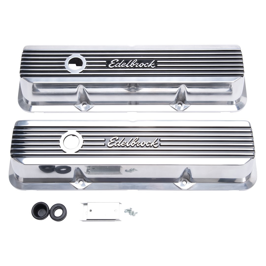 Edelbrock Valve Cover, Elite II, For Use with 1958-1976 Ford Fe Engines, 3.55 Inch Overall Height, Perimeter Bolt, With Oil Fill Hole – 4277