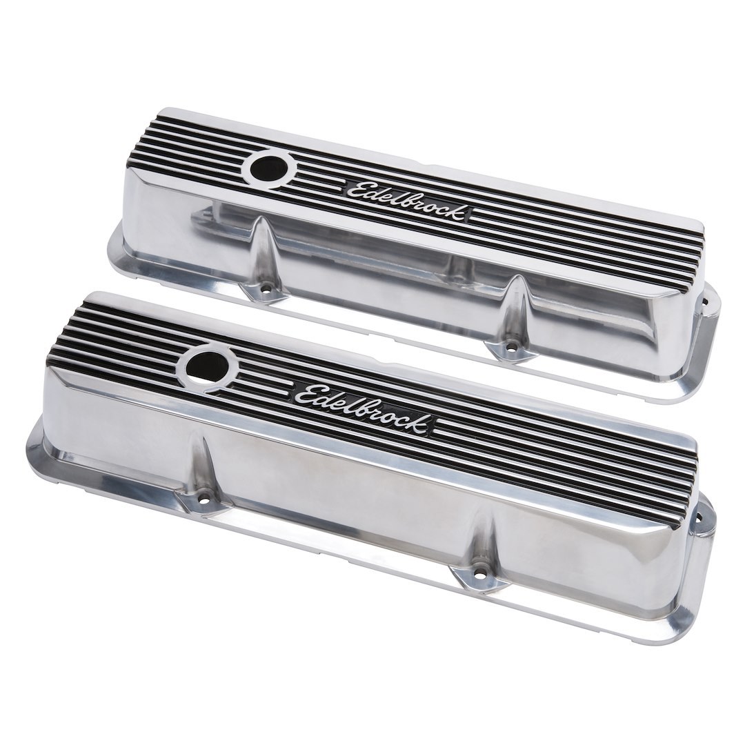 Edelbrock Valve Cover, Elite II, For Use with 1958-1976 Ford Fe Engines, 3.55 Inch Overall Height, Perimeter Bolt, With Oil Fill Hole – 4277
