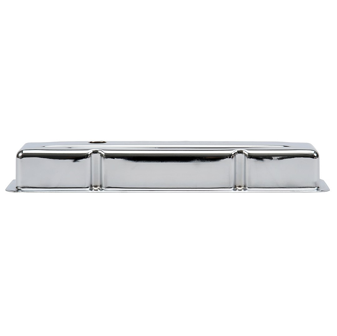 Edelbrock Valve Cover, Signature, Chevy Small Block 4.3L-6.6L/262-400 Cubic Inch, 2.8 Inch Overall Height, Perimeter Bolt, With Oil Fill Hole – 4449