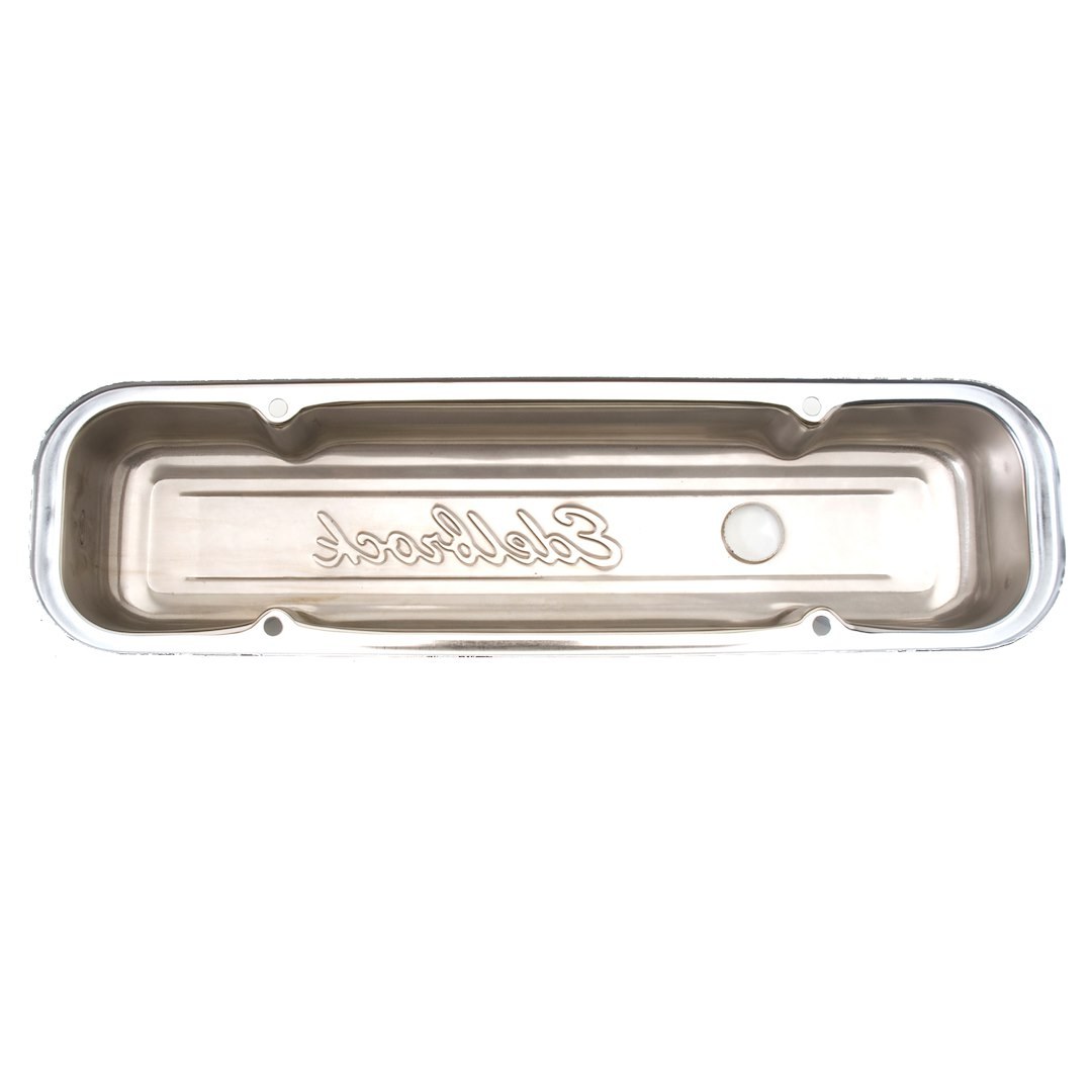 Edelbrock Valve Cover, Signature, Pontiac 4.9L-7.5L/301-455 Cubic Inch, 3.0 Inch Overall Height, Perimeter Bolt, With Oil Fill Hole – 4456