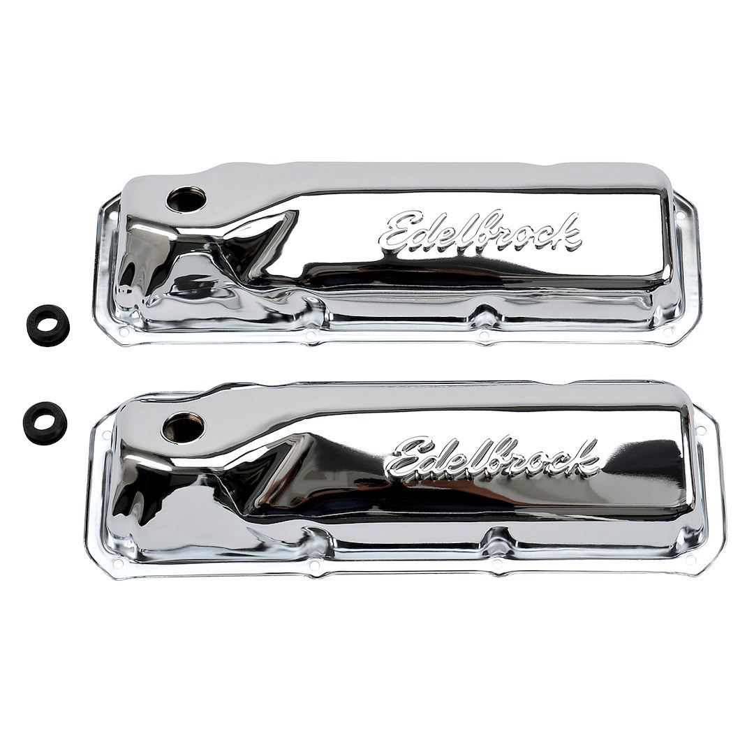 Edelbrock Valve Cover, Signature, Ford 335 Small Block 5.8L-6.6L/351C & 351M-400 Cubic Inch, 2.9 Inch Overall Height, Perimeter Bolt – 4461