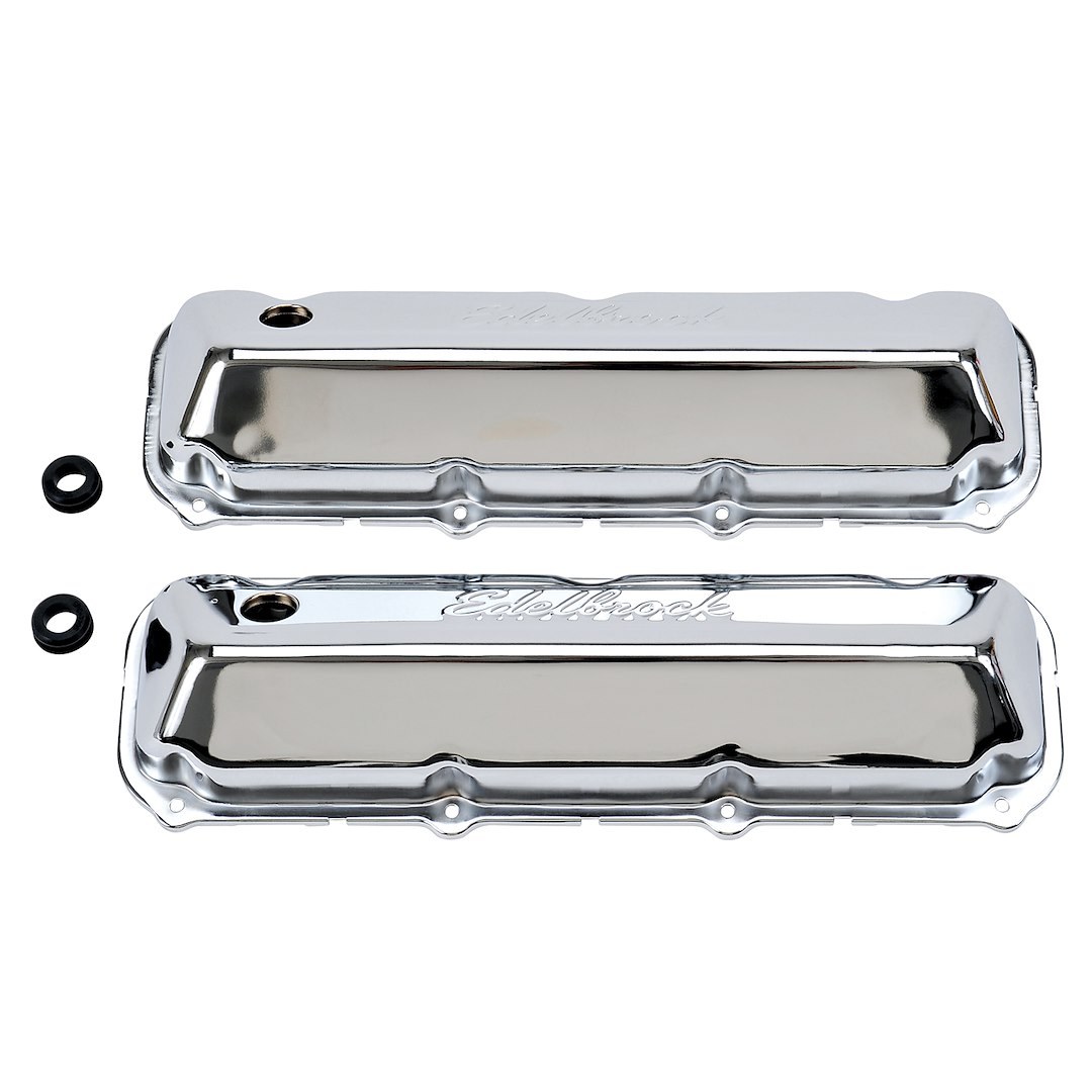Edelbrock Valve Cover, Signature, Ford 385 Big Block 7.0L-7.5L/429-460 Cubic Inch, 3.6 Inch Overall Height, Perimeter Bolt, With Oil Fill Hole – 4463