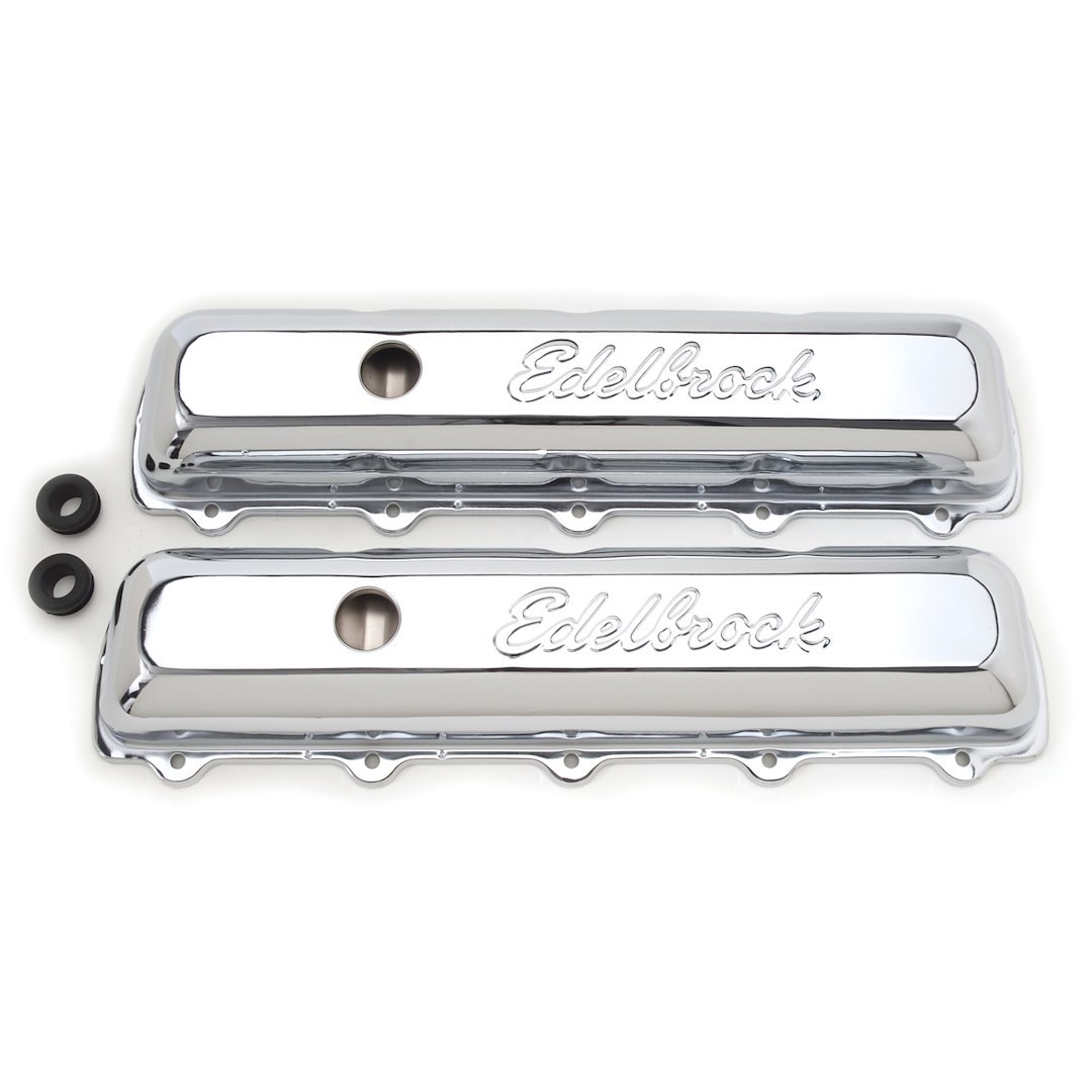 Edelbrock Valve Cover, Signature, Olds 5.7L-7.5L/350-455 Cubic Inch, 2.9 Inch Overall Height, Perimeter Bolt, With Oil Fill Hole – 4485