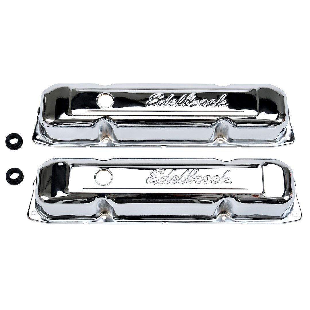 Edelbrock Valve Cover, Signature, Chrysler Big Block 5.9L-7.2L/361-440 Cubic Inch, 3.6 Inch Overall Height, Perimeter Bolt, With Oil Fill Hole – 4491