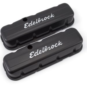 Edelbrock Valve Cover, Signature, Chevy Big Block 6.5L-8.2L/396-502 Cubic Inch, 3.8 Inch Overall Height, Perimeter Bolt, With Oil Fill Hole – 4683