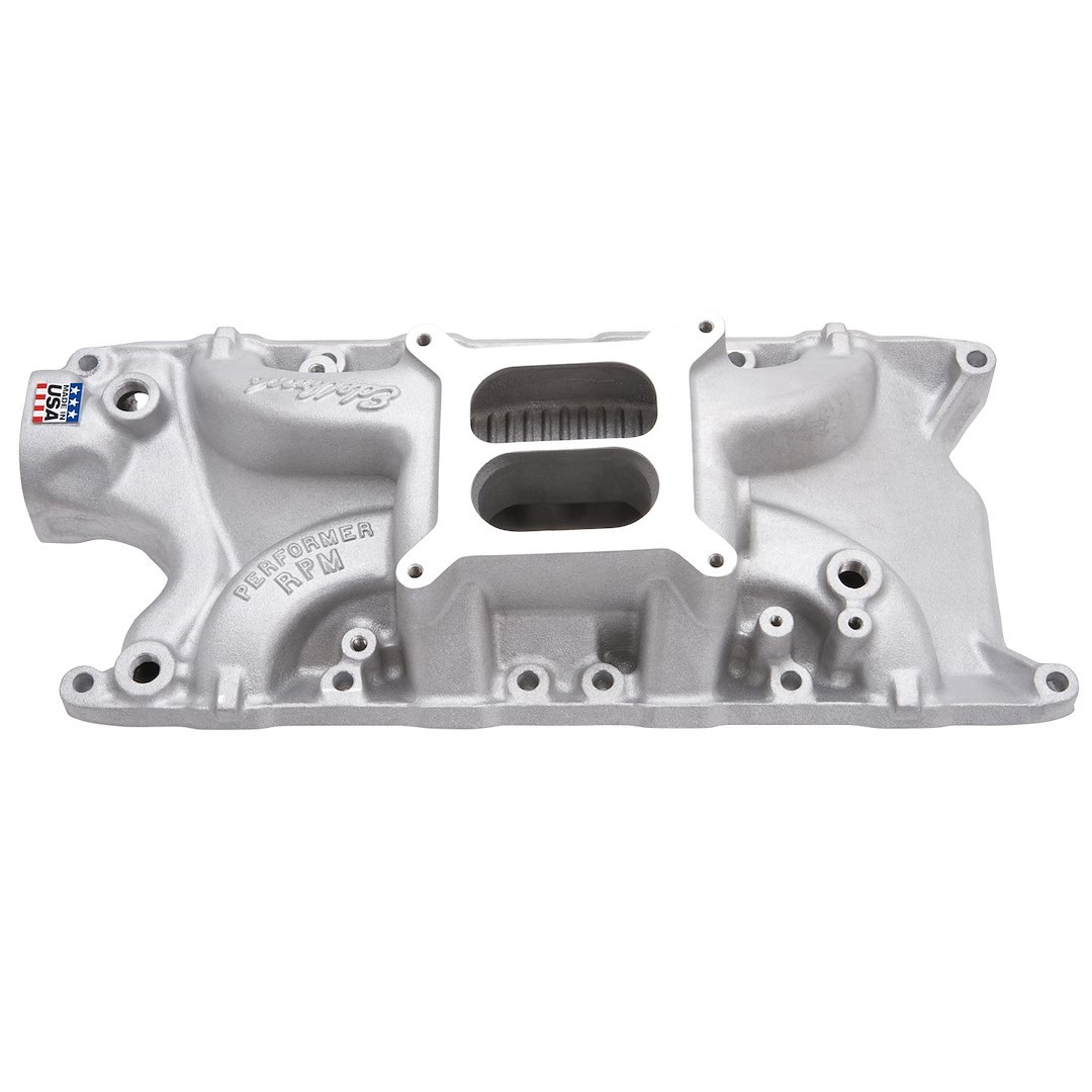 Edelbrock Intake Manifold, Performer RPM, For Use with Ford 289-347 Cid Small Block V8 Engines, 4-Barrel Square-Bore Carburetor, Dual-Plane – 7121-CP