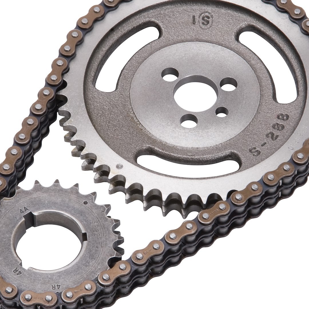 Edelbrock Timing Gear Set, Performer, For Use with Chevy 1978-1986 V6 and 1955-1995 Small Block Engines, Chain Driven, Double Roller – 7800
