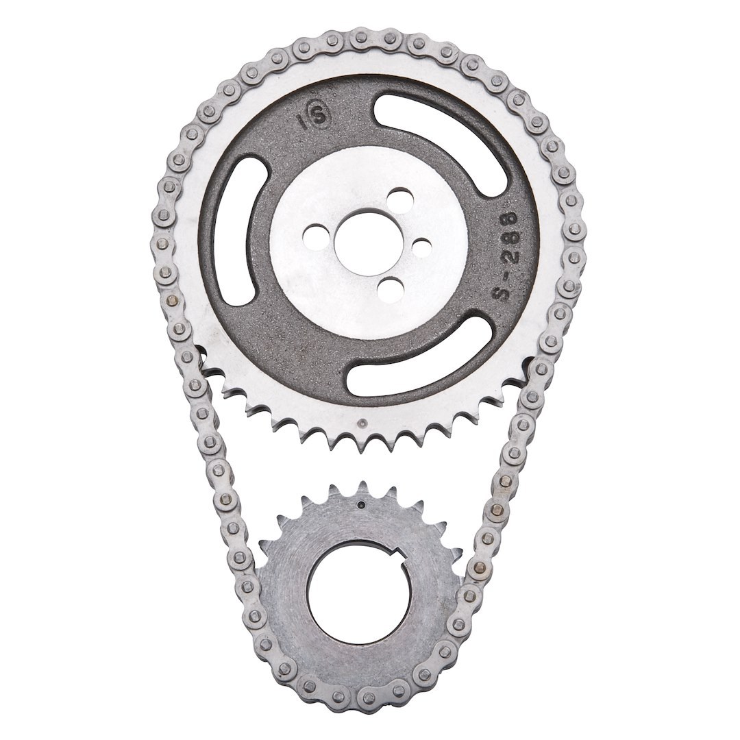 Edelbrock Timing Gear Set, Performer, For Use with Chevy 1978-1986 V6 and 1955-1995 Small Block Engines, Chain Driven, Double Roller – 7802