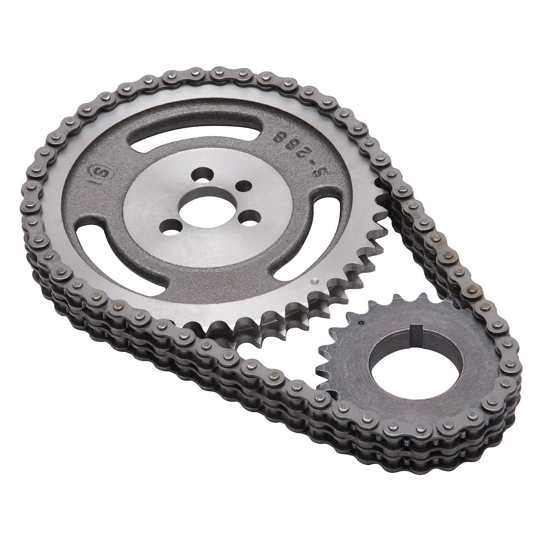 Edelbrock Timing Gear Set, Performer, For Use with Chevy 1978-1986 V6 and 1955-1995 Small Block Engines, Chain Driven, Double Roller – 7802
