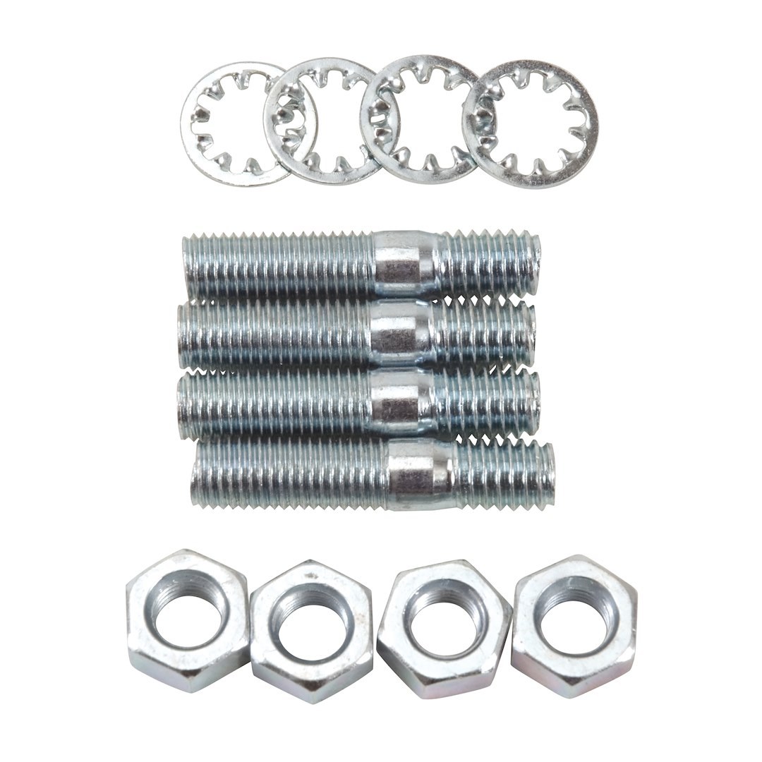 Edelbrock Carburetor Stud Kit, 5/16 Inch Diameter, 1-1/2 Inch Over All Length, Cadmium Plated, With Nut and Washer, Set of 4 – 8008