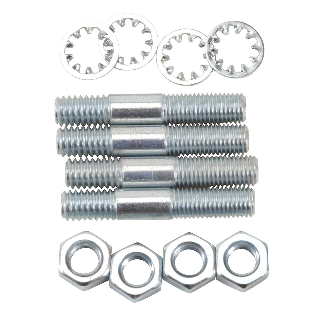 Edelbrock Carburetor Stud Kit, 5/16 Inch Diameter, 1-3/4 Inch Overall Length, Cadmium Plated, With Nut and Washer, Set of 4 – 8024