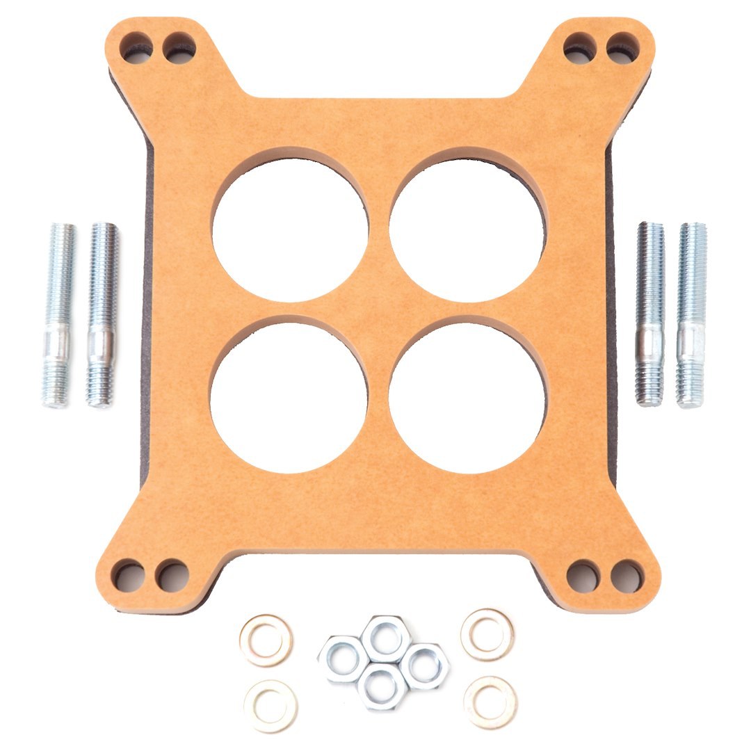Edelbrock Carburetor Spacer, For Use with Square Bore Flange, 4-HOLE Center, 1/2 Inch Thick, Laminate, Wood Fiber, With Gasket – 8723