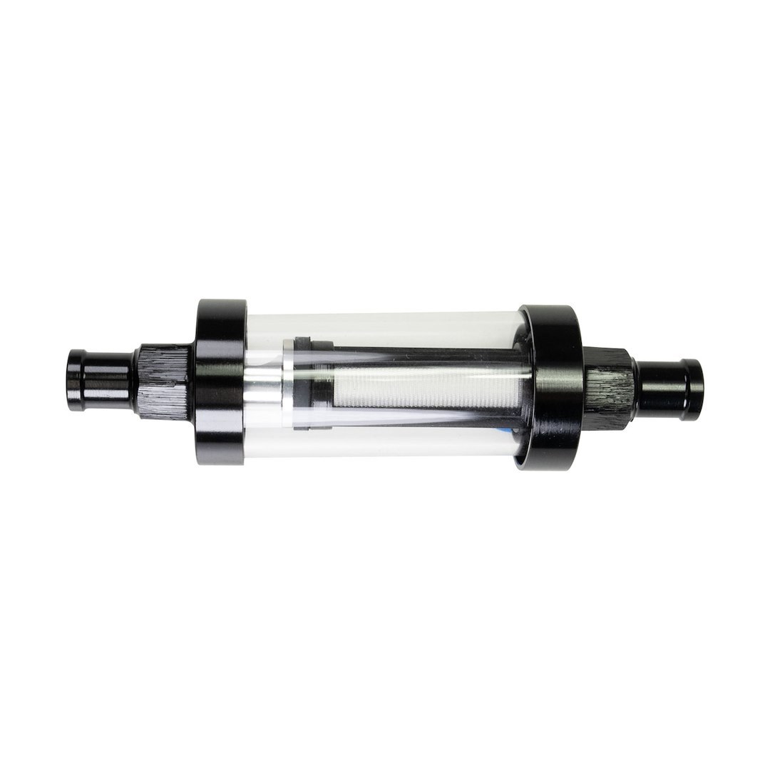 Edelbrock Fuel Filter, Clear View, Complete Assembly, IN-Line, Gasoline, 3/8 Inch Inlet/ Outlet – 8748