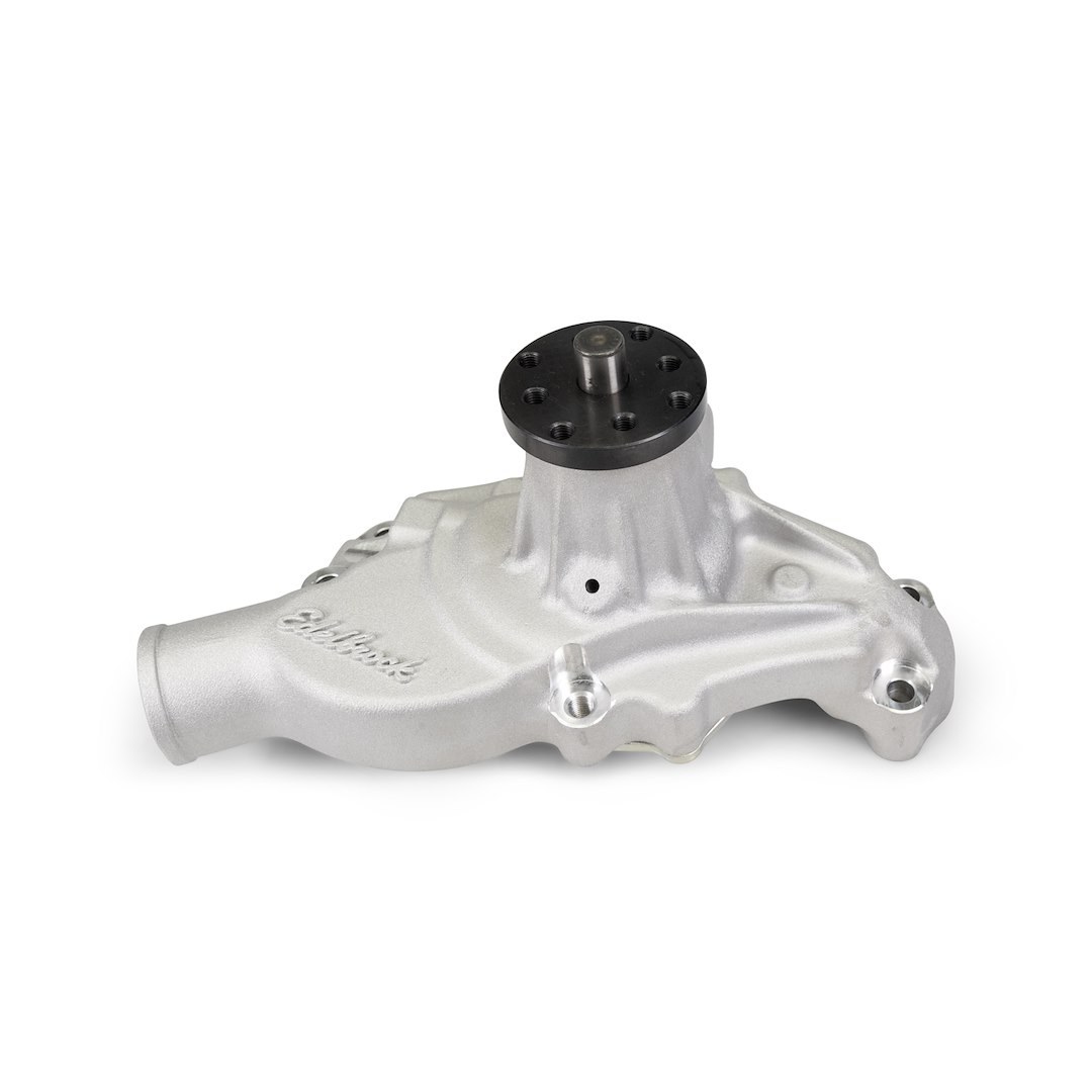 Edelbrock Water Pump, For Use with Chevrolet Small Block Engines, Short, Satin, Aluminum, V-Belt, Standard Rotation – 88100