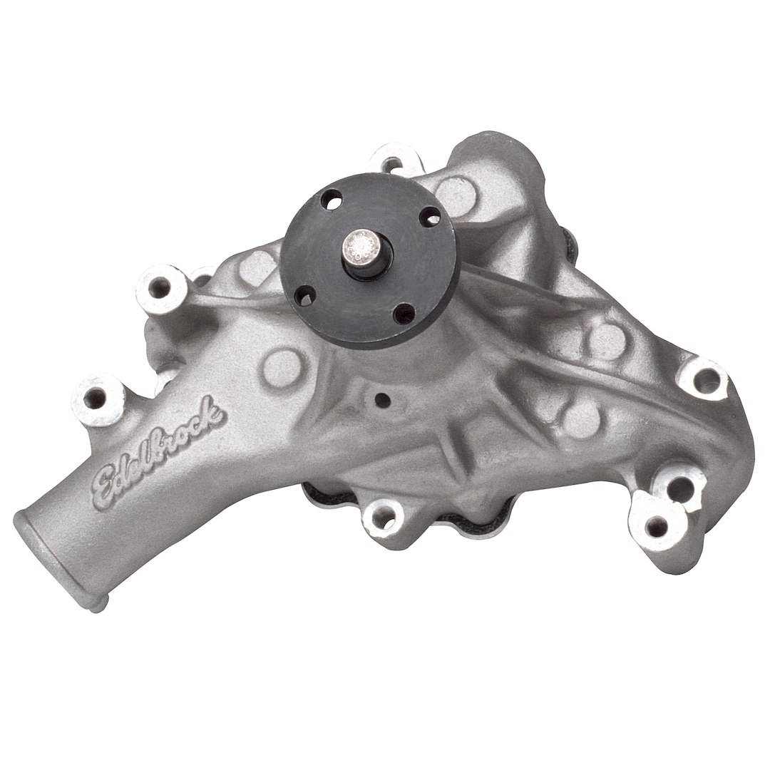 Edelbrock Water Pump, For Use with Chevrolet Small Block Engines, Long, Satin, Aluminum, V-Belt, Standard Rotation – 88110