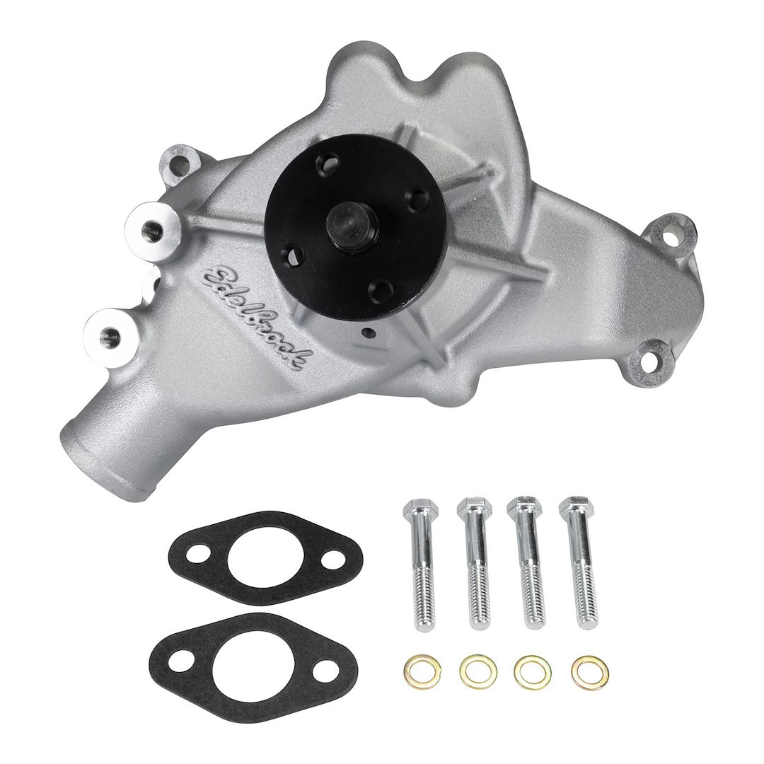 Edelbrock Water Pump, For Use with Chevrolet Big Block Engines, Long, Satin, Aluminum, Serpentine Belt, Reverse Rotation – 88530