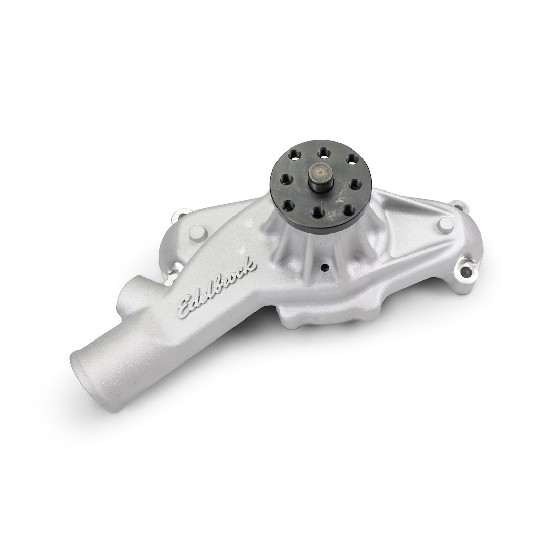 Edelbrock Water Pump, Short, 1965 to 1987 Mark IV Big Block Chevy Engines, Polished, Aluminum, Serpentine Belt, Reverse Rotation – 88540