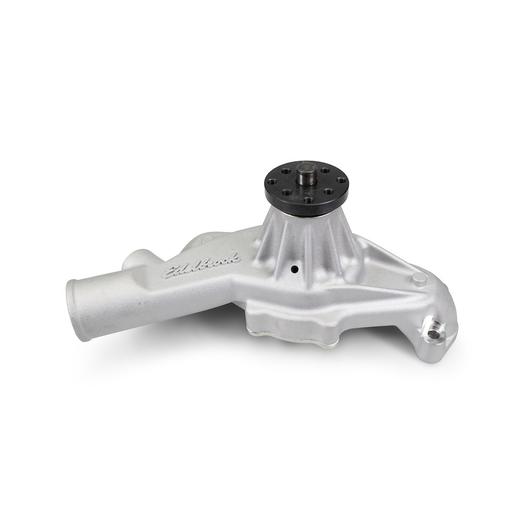 Edelbrock Water Pump, Short, 1965 to 1987 Mark IV Big Block Chevy Engines, Polished, Aluminum, Serpentine Belt, Reverse Rotation – 88540
