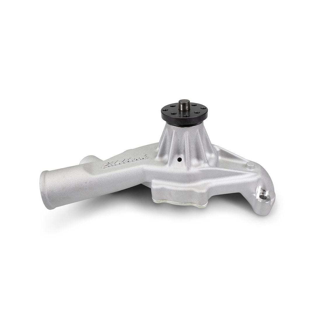 Edelbrock Water Pump, Short, 1965 to 1987 Mark IV Big Block Chevy Engines, Polished, Aluminum, Serpentine Belt, Reverse Rotation – 88540