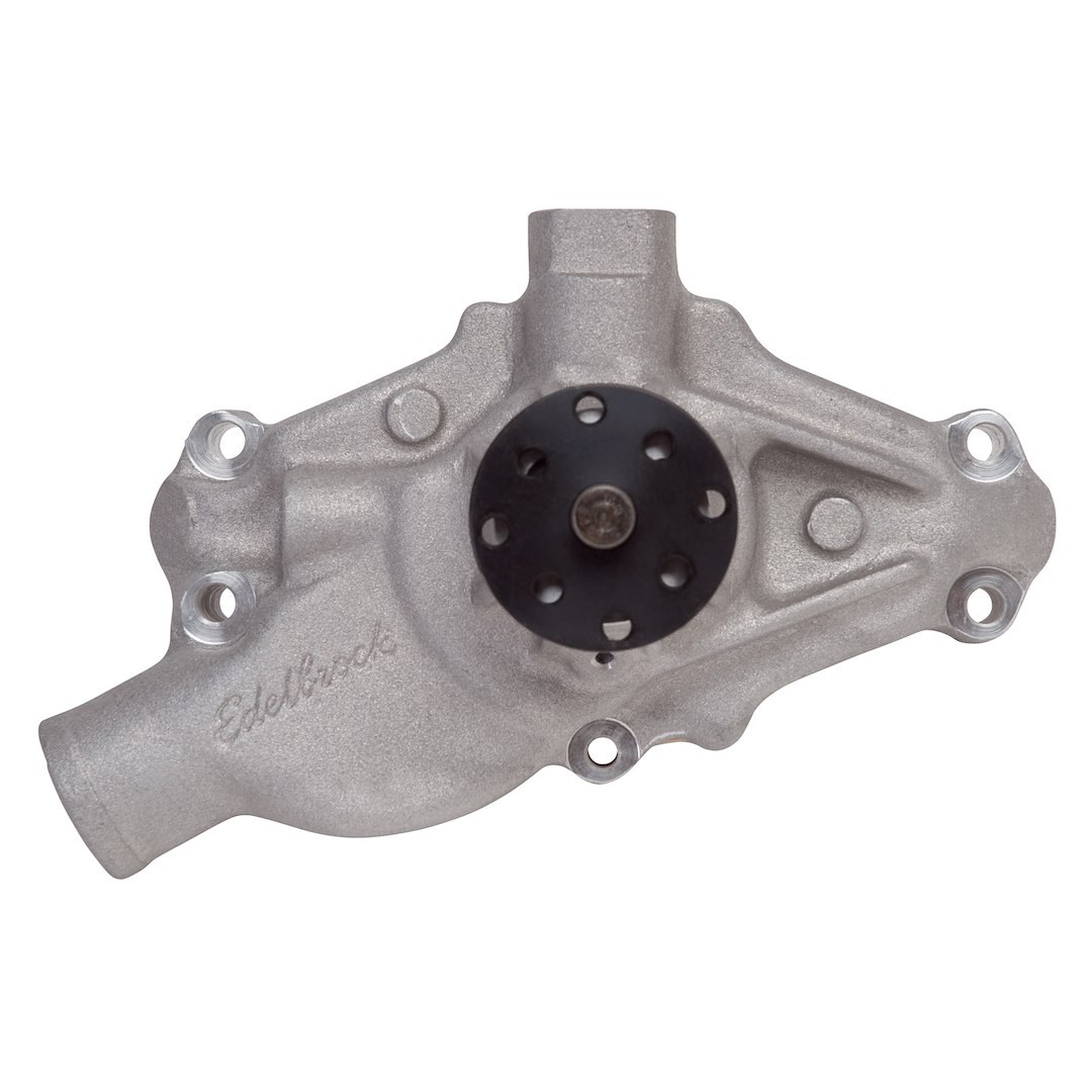 Edelbrock Water Pump, For Use with Chevrolet Small Block Engines, Short, Satin, Aluminum, V-Belt, Reverse Rotation – 88820