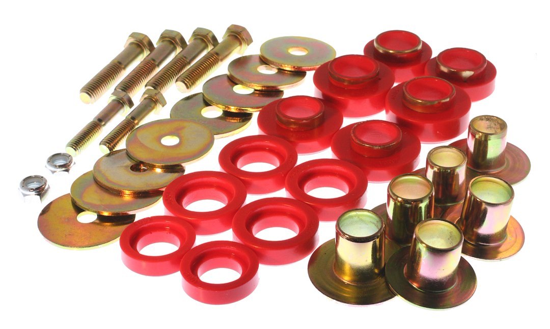 Energy Suspension Body Mount Bushings, Complete Set, Red, Polyurethane – 3.4142R