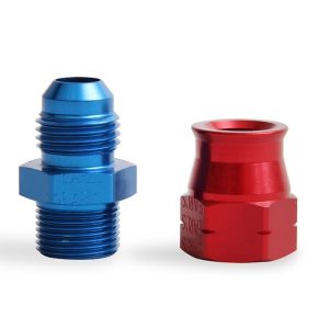 Earl’s Tube End Fitting, -6 AN Male Fitting to 3/8 Inch Tube, Straight, Anodized, Red/ Blue, Aluminum, Bagged Packaging – 165006ERL