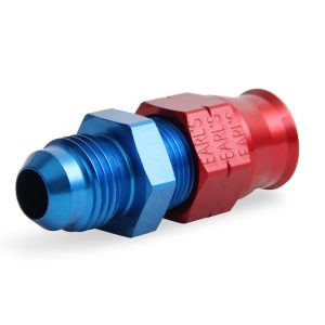 Earl’s Tube End Fitting, -6 AN Male Fitting to 5/16 Inch Tube, Straight, Anodized, Red/ Blue, Aluminum, Bagged Packaging – 165056ERL