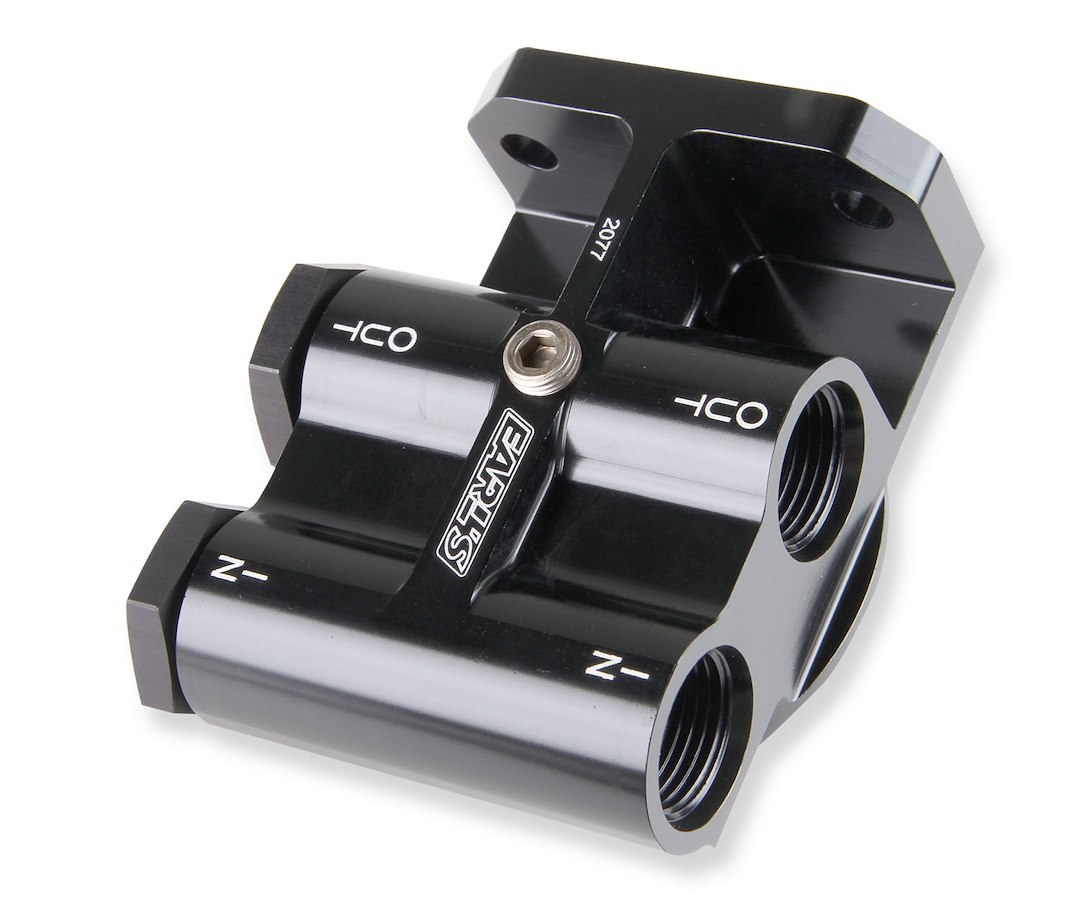 Earl’s Oil Filter Relocation Bracket, Dual Remote Filter, 7/8-14 Pipe Thread Inlet/ Outlet, Used for Fram PH-8 or HP-1 Filters – 2077ERL