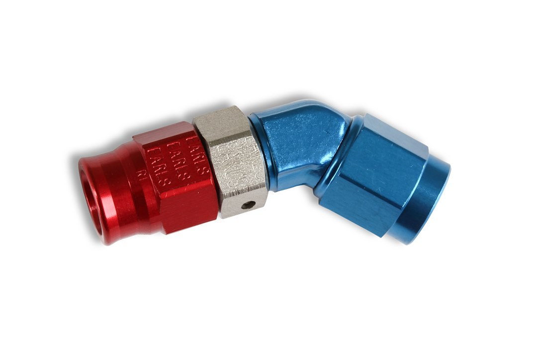 Earl’s Hose End Fitting, Speed-Seal ™, -3 AN Hose, 45 Degree Low Profile, Anodized, Aluminum, Single, Bagged Packaging – 604533ERL