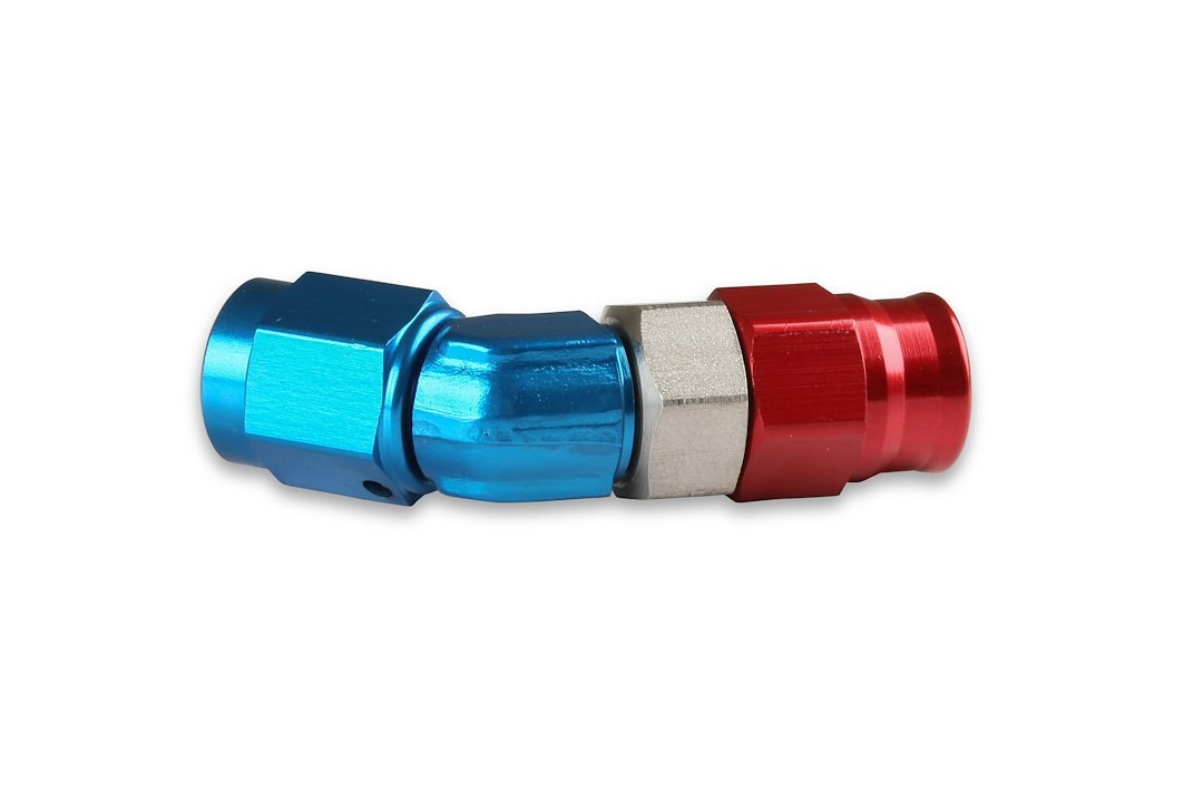 Earl’s Hose End Fitting, Speed-Seal ™, -3 AN Hose, 45 Degree Low Profile, Anodized, Aluminum, Single, Bagged Packaging – 604533ERL