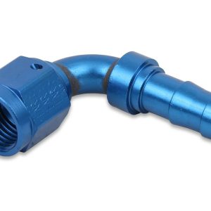 Earl’s Hose End Fitting, Super Stock ™, -8 AN Hose, -8 AN Female Outlet, 90 Degree, Aluminum, Single with Collar, Bagged Packaging – 709109ERL