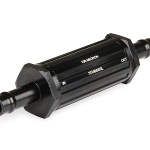 Earl’s Fuel Filter, Vapor Guard, IN-Line, 3/8 Inch Hose Barb Inlet/ Outlet, Anodized, Black, Aluminum, Single – 731066ERL