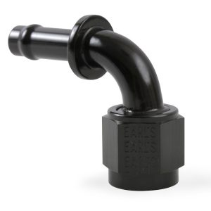 Earl’s Hose End Fitting, Vapor Guard™, -6 AN Hose, 3/8 Inch Hose, 90 Degree, Anodized Black, Aluminum, Single – 759166ERL