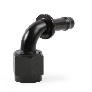 Earl’s Hose End Fitting, Vapor Guard™, -6 AN Hose, 3/8 Inch Hose, 90 Degree, Anodized Black, Aluminum, Single – 759166ERL