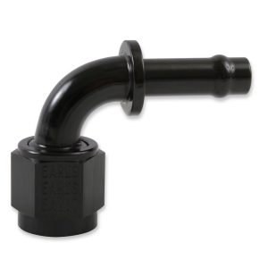 Earl’s Hose End Fitting, Vapor Guard™, -6 AN Hose, 3/8 Inch Hose, 90 Degree, Anodized Black, Aluminum, Single – 759166ERL