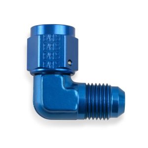 Earl’s Adapter Fitting, 90 Degree -6 AN Female Swivel to -6 AN Male, Anodized, Blue, Aluminum, Single, Bagged Packaging – 921106ERL