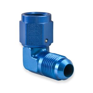 Earl’s Adapter Fitting, 90 Degree -6 AN Female Swivel to -6 AN Male, Anodized, Blue, Aluminum, Single, Bagged Packaging – 921106ERL