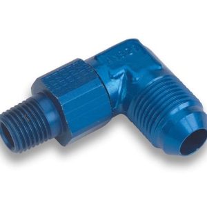Earl’s Adapter Fitting, 90 Degree -3 AN Male to 1/8 Inch Male Pipe Thread, Anodized, Blue, Aluminum, Single, Bagged Packaging – 922103ERL