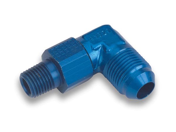 Earl’s Adapter Fitting, 90 Degree -3 AN Male to 1/8 Inch Male Pipe Thread, Anodized, Blue, Aluminum, Single, Bagged Packaging – 922103ERL