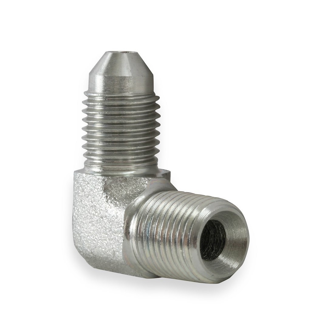 Earl’s Adapter Fitting, 90 Degree -3 AN Male to 1/8 Inch Male Pipe Thread, Zinc Plated, Steel, Single, Bagged Packaging – 962203ERL